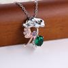 Модное ожерелье с подвеской в ​​виде листьев лотоса и стрекозы для женщин, креативное ожерелье с зелеными кристаллами, колье, ювелирное изделие, подарок