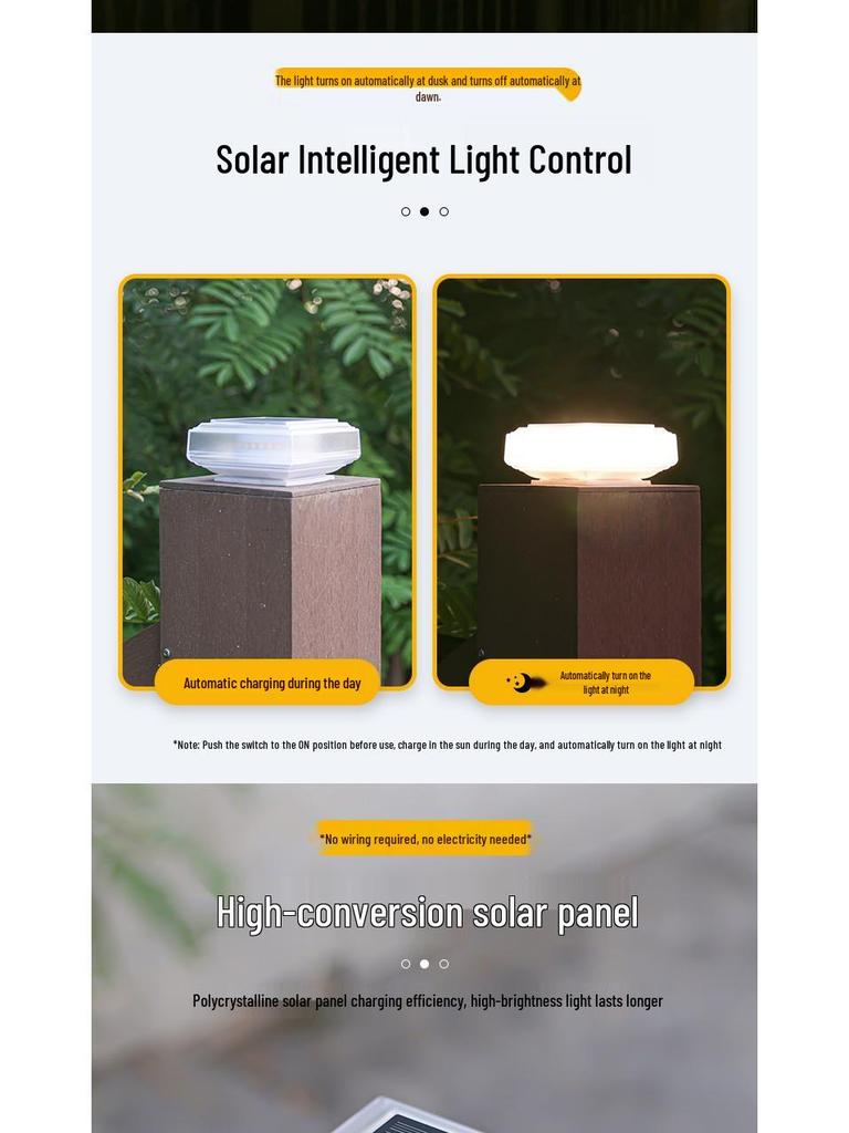 Солнечный водонепроницаемый светодиодный столбик для декора сада и двора