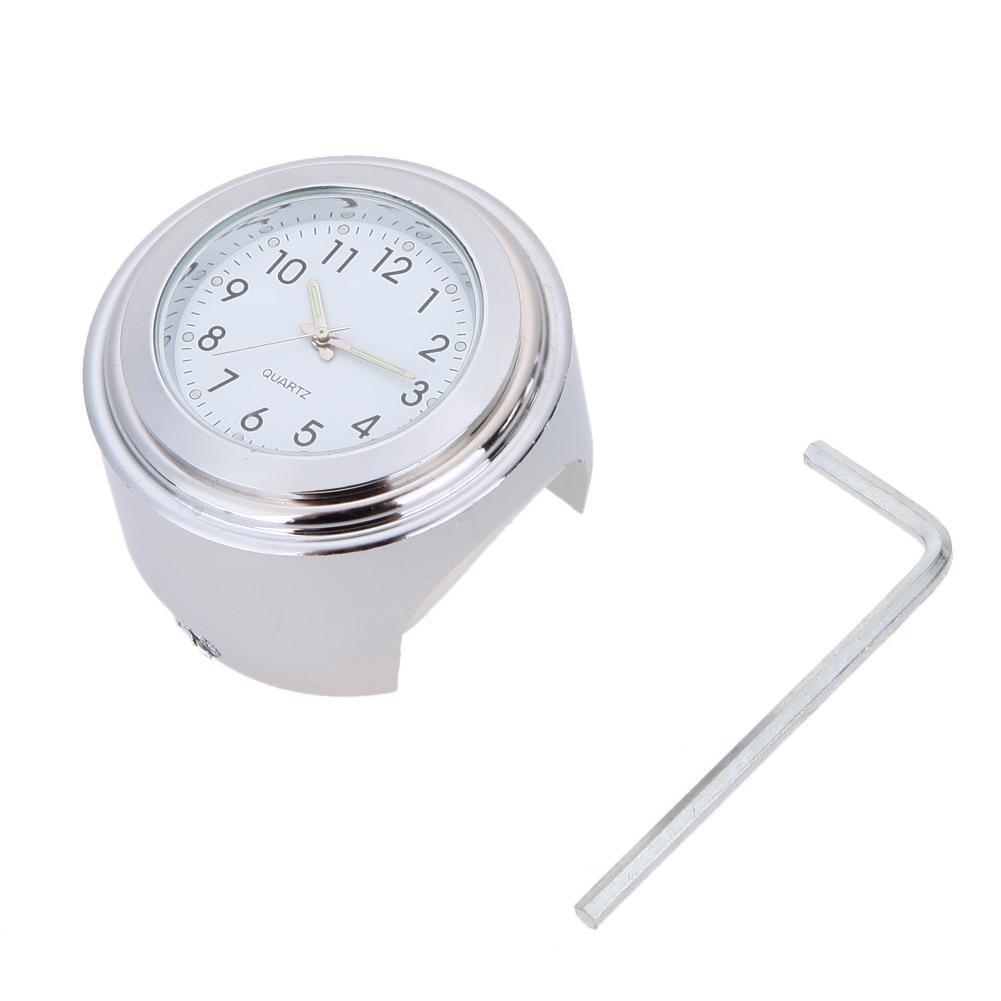 Мотоциклетные часы Хромированные Водонепроницаемые Крепление на руль мотоцикла Кварцевые часы Алюминиевые Светящиеся часы Мото Аксессуары Универсальные