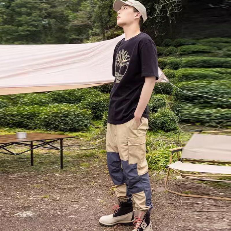 Timberland Весна-лето Дышащая повседневная футболка с круглым вырезом и коротким рукавом с заниженной линией плеча для мужчин A6RHW-001