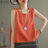 Women Casual Square Neck Sleeveless Loose Summer Cotton Tank Tops