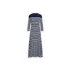 Polo SS24 Полосатое вафельное трикотажное платье Slim Fit с длинным рукавом Женские платья Темно-синего цвета WMPODRSNFA20618-410