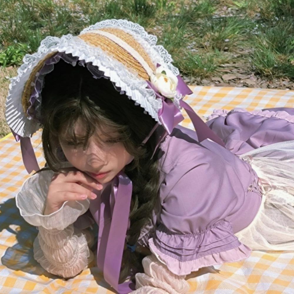 Пляжная шляпа с оборками и кружевом, шляпа с плоским верхом для элегантного чаепития, принцесса, пляж, отдых на открытом воздухе