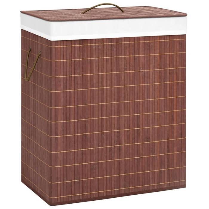 VidaXL Laundry Basket with 2 Sections Brown Bamboo 100 L 320748