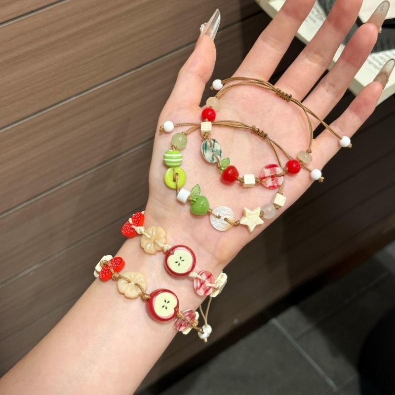Lovely Apples Bracelet with Brown Cord Fashion Accessory for Girls Parties and Gifts