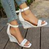 Модная женская обувь 2024 года, горячая распродажа, женские сандалии с пряжкой на ремешке, модные повседневные сандалии с открытым носком, женские летние босоножки на танкетке больших размеров