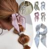 Elegant French Scarf Hair Band Bow Ribbon Multifunctional Vintage Triangle Headband Scarf Fashi P3C0