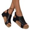 Fashion Sequin Roman Sandals Women's Spring Summer New Plus-size Wedge Sandals Hot Women's Sandals Shoes P453