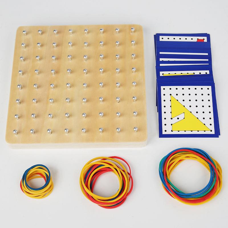 Деревянная детская креативная гвоздевая доска, геометрическая форма, гвоздевая доска с резинками, развивающие игрушки для учеников начальной школы