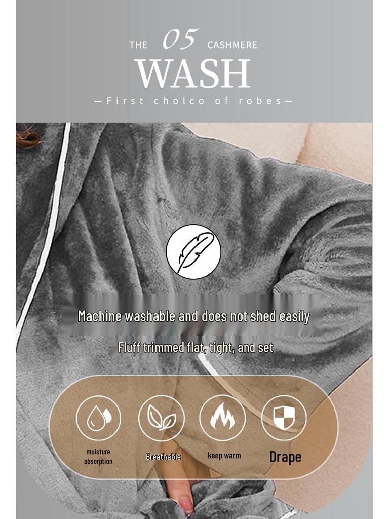 Унисекс фланелевые халаты с капюшоном - Очень длинные, больших размеров, идеально подходят для осенне-зимнего отдыха