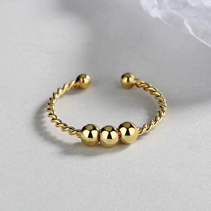 Двухслойное вращающееся круглое кольцо с бусинами для женщин, кольцо для снятия тревоги для женщин