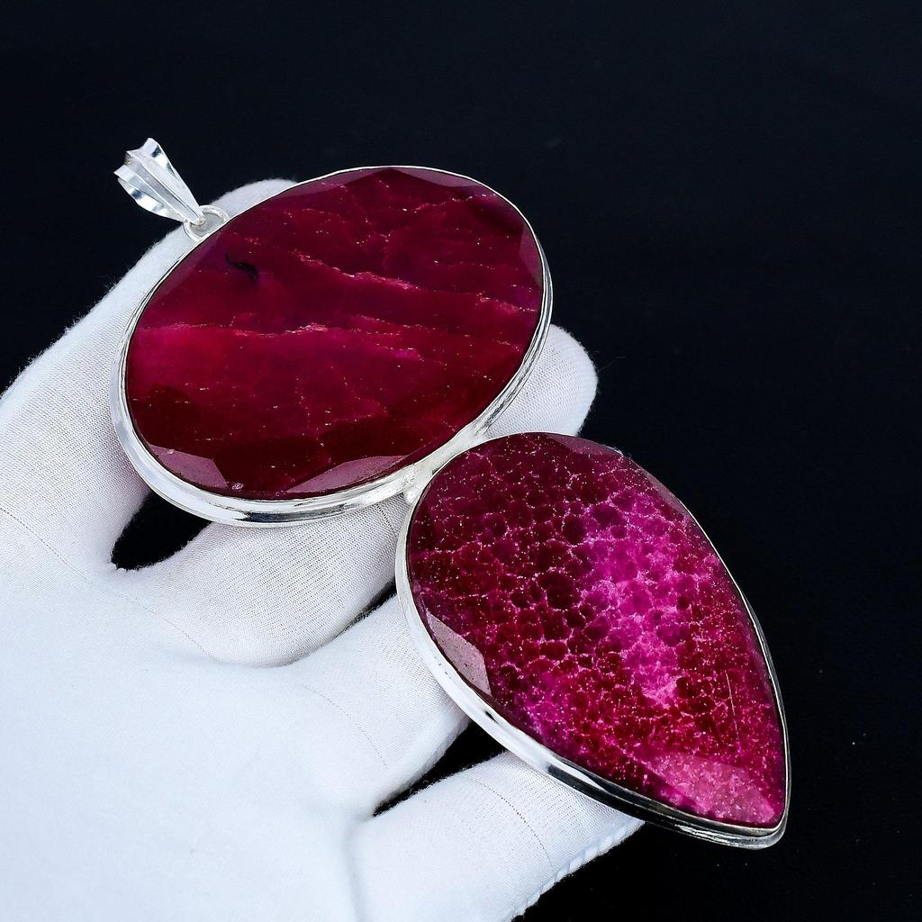 Kashmir Ruby Pendant, 925 Sterling Silver Handmade Jewelry, Ruby Silver Pendant, Party Wear Jewelry For Women's, Pendant Valentine's Day Gift