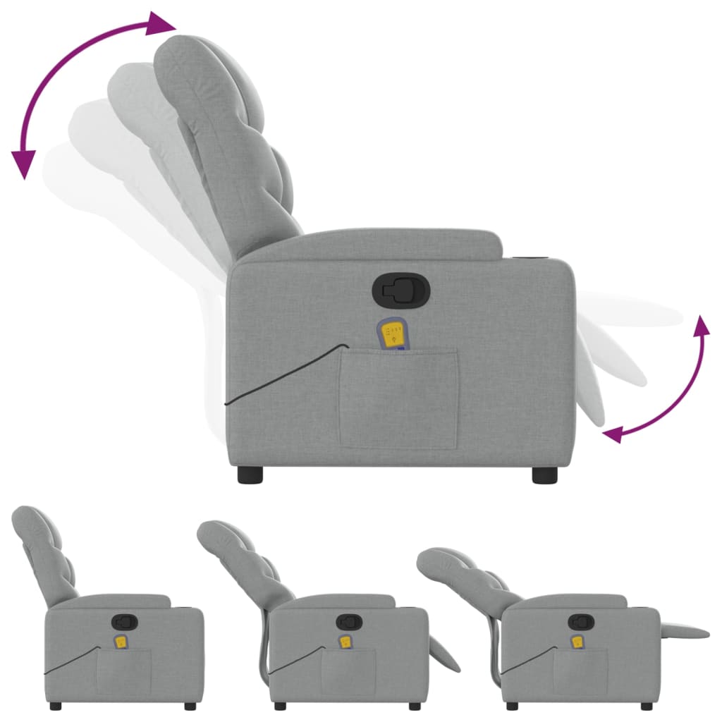 Massage Relax Chair Light Grey Fabric