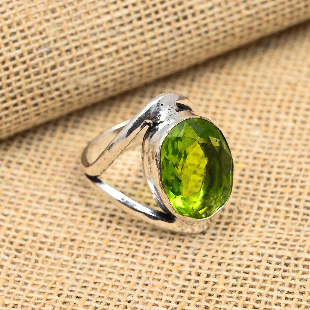 Peridot Gemstone 925 Solid Sterling Silver Handmade Jewelry Lavish Ring For Women