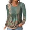 Women's Blouse Shirt Tee Silver Light Green Graphic Print Long Sleeve Daily Weekend Basic Round Neck Painting