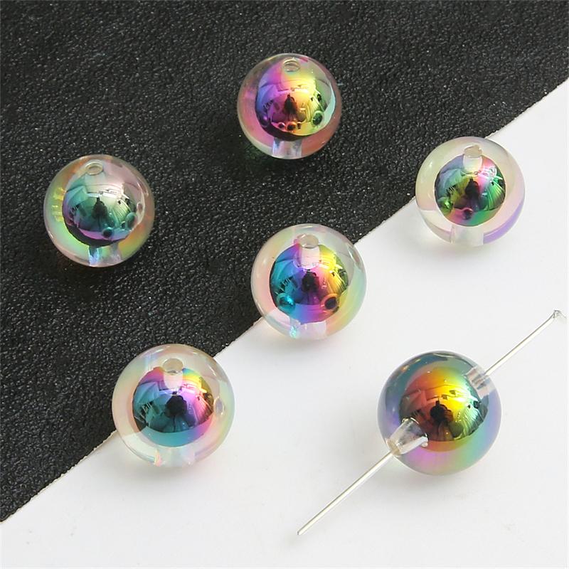 Прозрачные черные бусины с покрытием, разноцветные средние разделители для изготовления ожерелий и браслетов своими руками