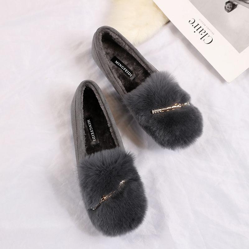 Женская шерстяная обувь осенью и зимой. Плюшевая женская обувь. Туфли на плоской подошве. Детская обувь для беременных. Плюшевая обувь из плотного хлопка.