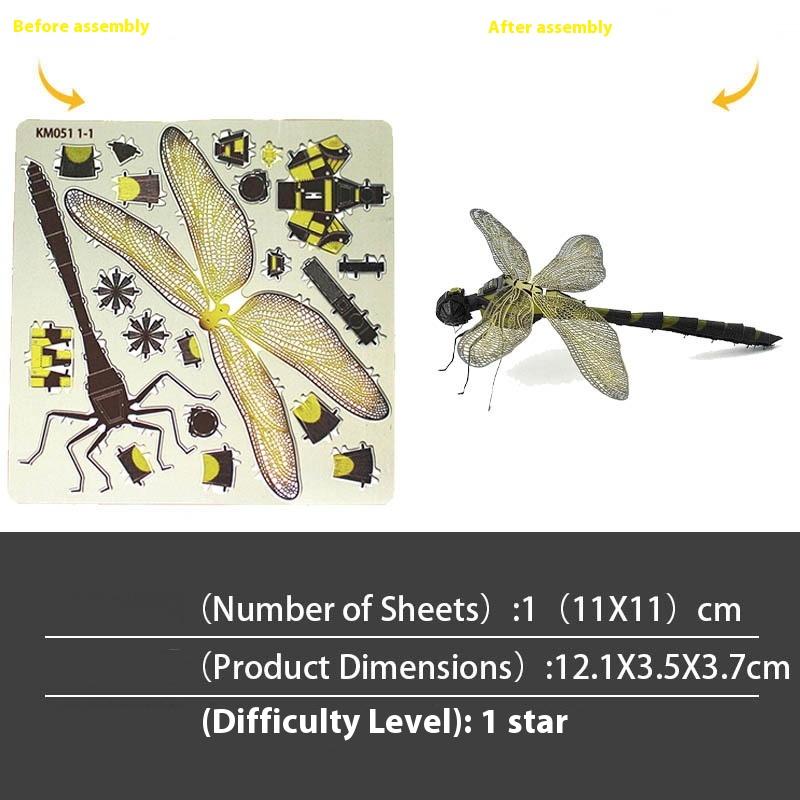 1 Set Jigsaw Puzzle Toys Insect Series Diy Mini Assembling 3D Metal Puzzle Color Dragonfly Model For Kids 14+ Adult Gift