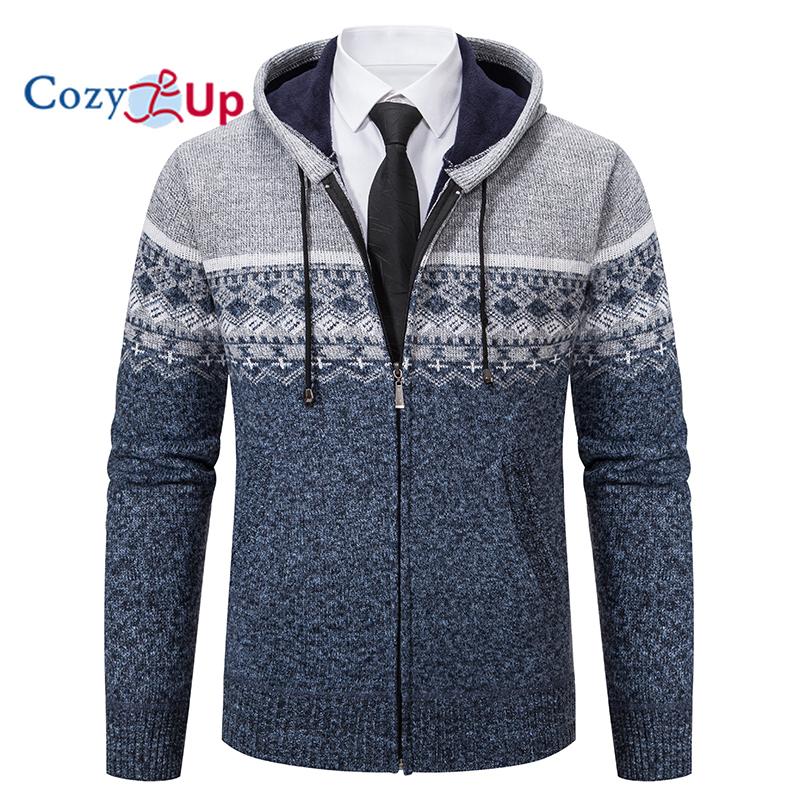 Cozy Up Кардиган свитер мужской осень и зима плюс бархат толстый красивый теплый свитер с капюшоном куртка