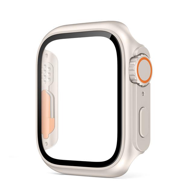Защитная пленка и чехол для Apple Watch 45мм 40мм 44мм 41мм 42мм 38мм PC Чехол+Стекло Пленка Изменить на Ultra Series 9 8 7 6 5 4 3 SE