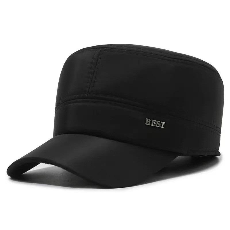 Зимняя шапка Мужская флисовая холодостойкая и теплая шапка с плоским верхом Шапка дедушки шерстяная утолщенная с защитой ушей утиный козырек хлопковая шапка