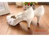 Star Cat Plus Size Low Heel Lace Wedding Shoes with 3D Floral Design