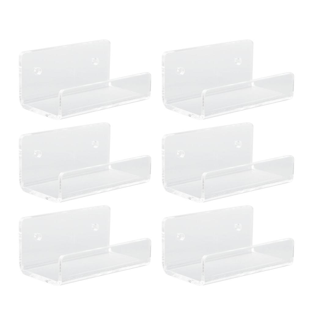 6Pcs Wall Mount Vinyl Record Shelf Clear Clear Acrylic Record CD Storage Rack Floating Wall Shelves