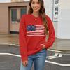 Autumn/Winter Round Neck Long Sleeve American Flag Printed Sweaters Easter Independence Day Fashion Women's Sweaters