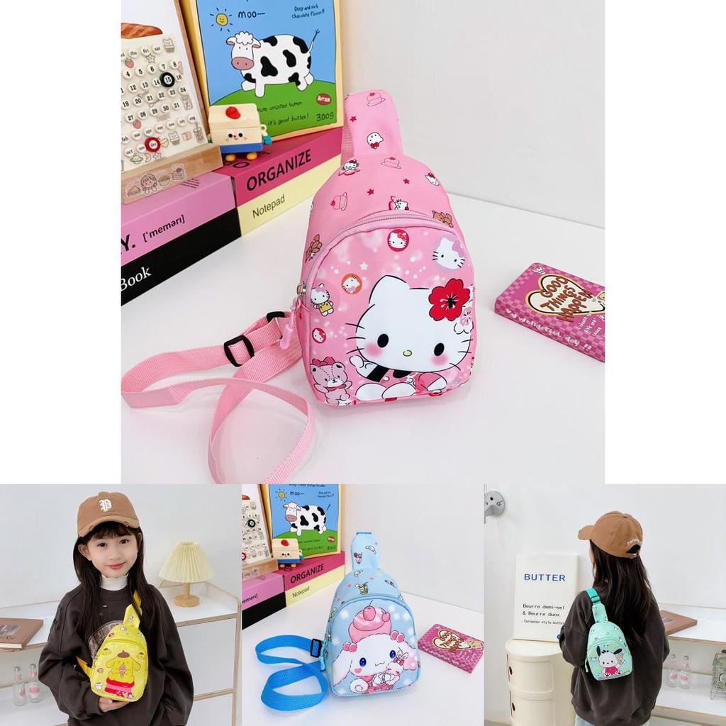 Детская нагрудная сумка Hello Kitty Kuromi Melody с полиэстеровым материалом и дышащим дизайном для ежедневного использования в детском саду