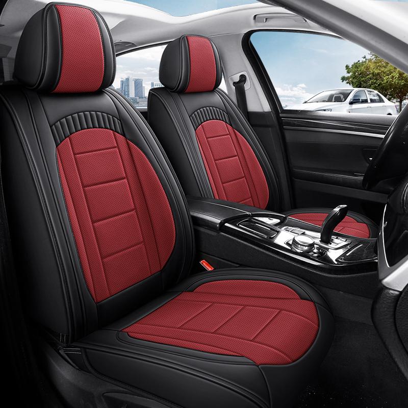 Полный комплект чехлов на сиденья для 5-местного автомобиля, из дышащей перфорированной кожи, приятной к коже, удобный и прочный, всесезонный, универсальная посадка