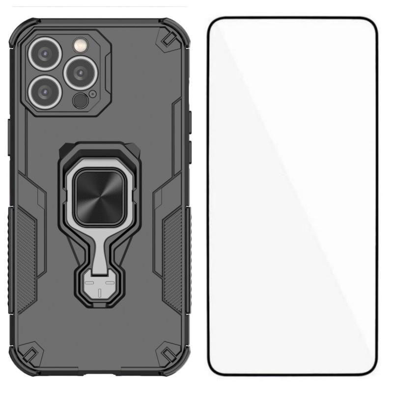 Чехол для телефона iPhone 14 Pro WANLONFENG PC TPU Задняя крышка Подставка с закаленным стеклом