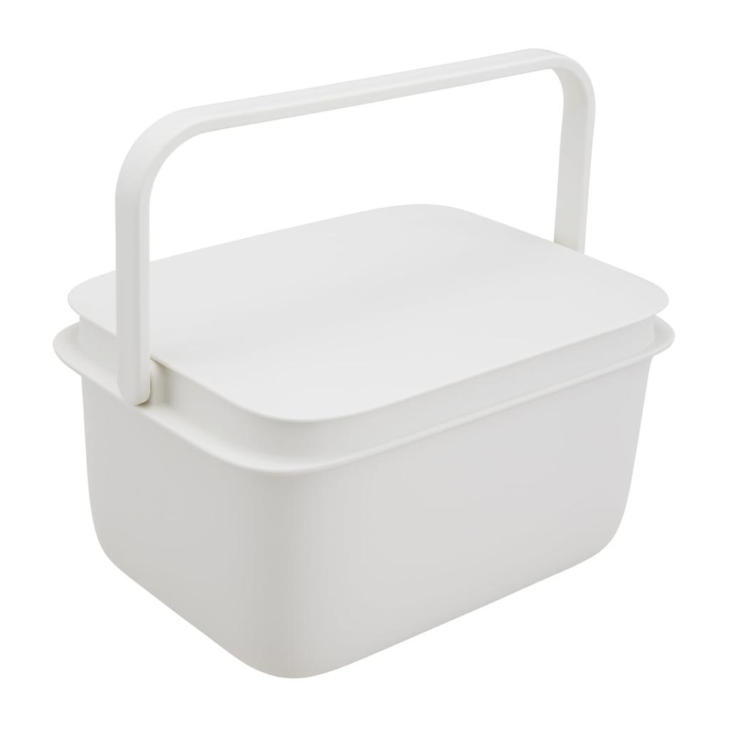 Marna Bucket (Square / 10L) with Lid (Square/Graduation) and Handle, Washtub, Laundry Tub, Soaking Wash, Living Cleanly. White, W659W