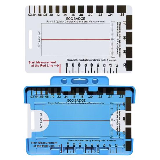 Transparent 7-Step Ruler Measuring Tool Waterproof Compact Design ECG-Interpretation Pocket Reference Guide