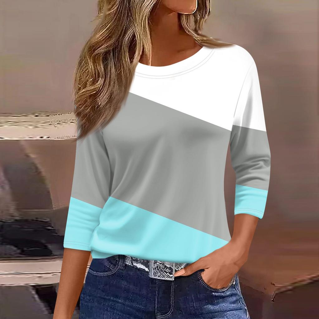 Traf 2024 Mujer женская мода повседневная круглая горловина рукав 3/4 свободная принтованная футболка женская верхняя одежда для женщин рубашка для женщин