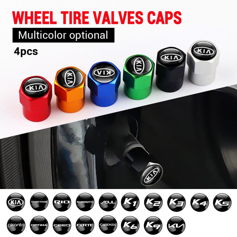 4pcs Car Badge Wheel Tires Valve Caps Metal Tyre Dust Cover For KIA Sportage Ceed Sorento Cerato Optima K1 K2 K3 K4 K5 K6 K9 KN lhwbn44