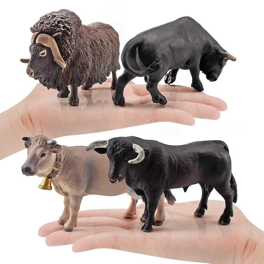 Swiss Brown Bull and Musk Ox North African Model Toy Ranch Animal Ornaments