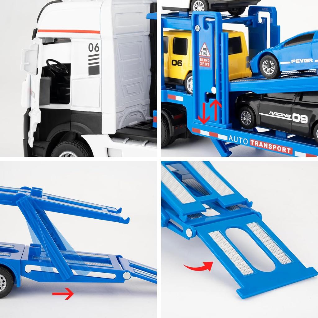 1/32 грузовик игрушечный грузовик со звуками и светом, прицеп-транспортер с откатным транспортером, транспортная игрушечная машинка, строительный грузовик, игрушка для детей и взрослых