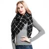 Women'S New European And American Shawl Scarf, Autumn And Winter Large Grid Triangle Imitation Cashmere Double-Sided Scarf