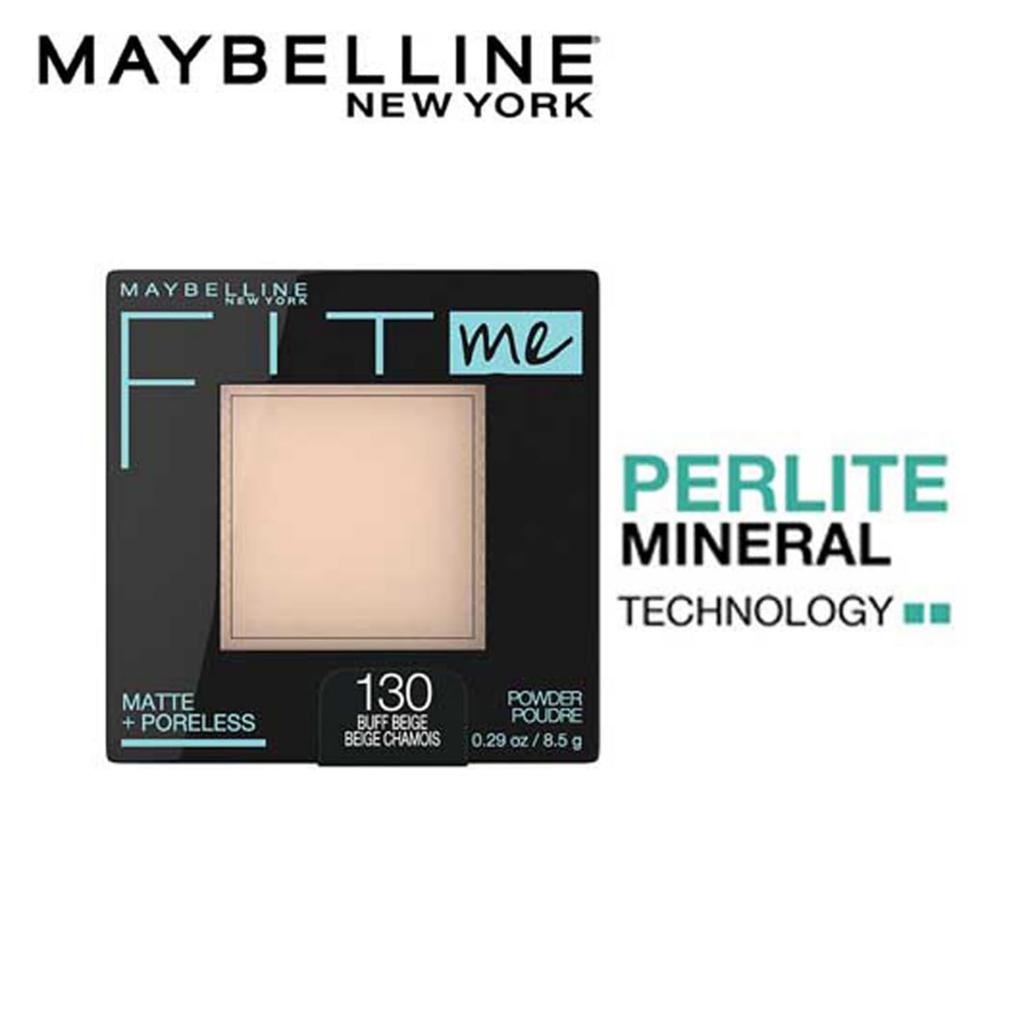 Maybelline New York Fit Me Powder Foundation Compact 130 Buff Beige 8.5g Matte Lightweight Long Wear Oil Control Natural Coverage
