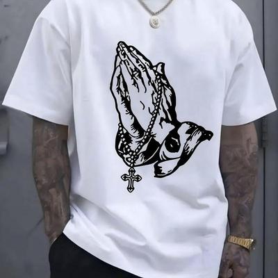 Стильная унисекс футболка с мужской графикой 'Pray'