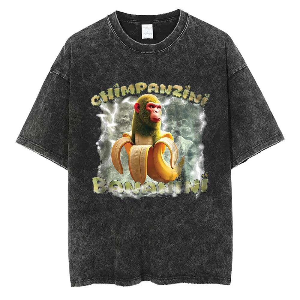 Italian Brainrot Ballerina Cappuccina Funny Meme Vintage Washed Tshirt Unisex Humor Fashion Tshirts Men Casual Cotton T Shirts