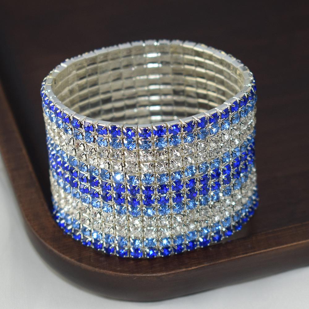 Super Flash Inlaid Bright Crystal Bracelet Rhinestone Multi-Layer Wide Elastic String Ornament