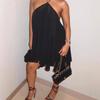 2025 Spring/Summer Sexy O-neck Strapless Halter Loose Dress for Women