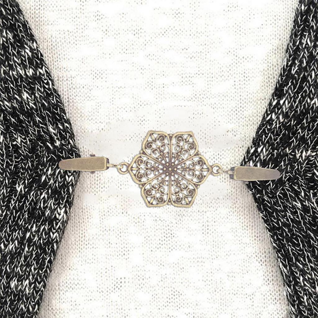 Винтажный женский свитер с двойным зажимом и полым цветком, воротник рубашки, кардиган, клипса