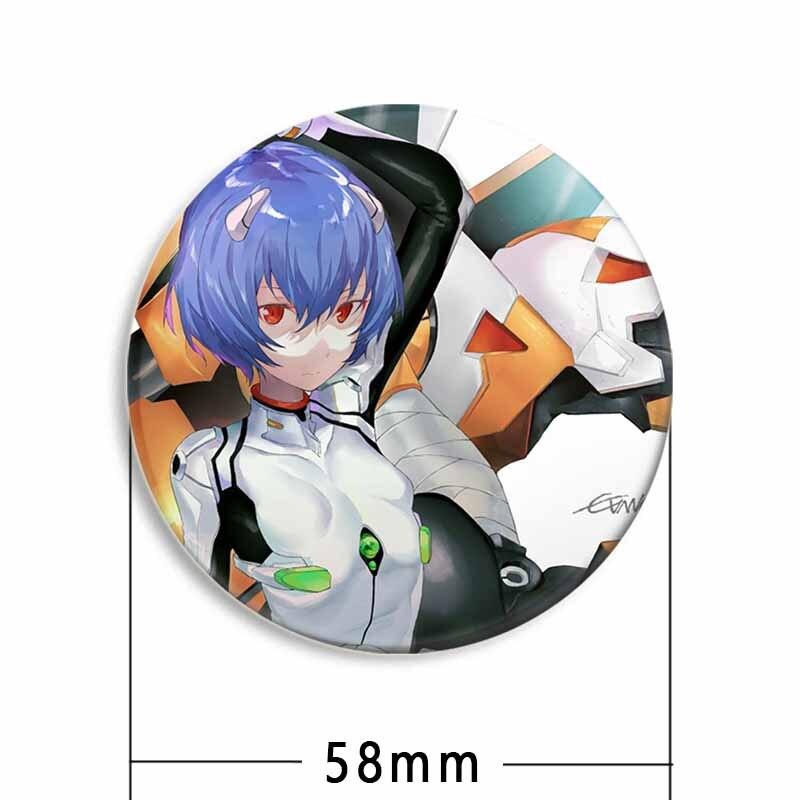 58 мм классическая аниме брошь из ЭВА, мультяшные булавки для лацканов, аксессуары для одежды, шляпа, украшение для рюкзака, милые 58 мм, круглые значки, булавка, эстетическая