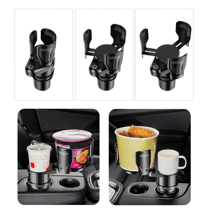 Многофункциональный автомобильный держатель для стаканов 2 в 1, адаптер для расширения объема напитков, подставка-лоток, вращающаяся на 360 градусов, органайзер, нескользящая
