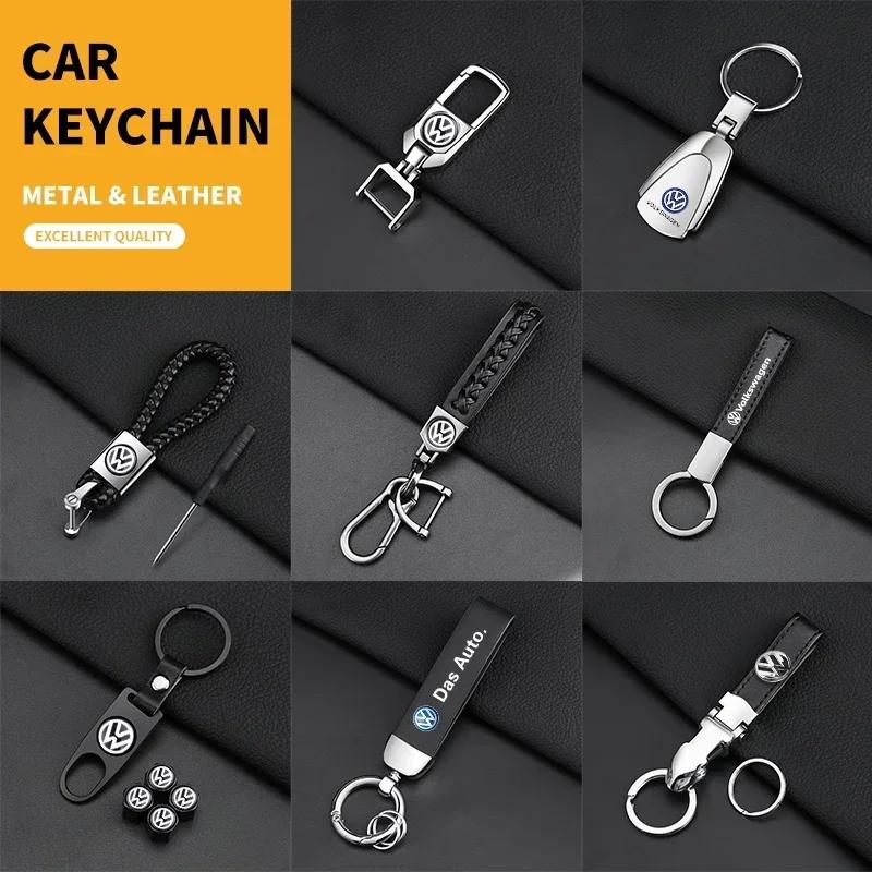 For Volkswagen VW Metal Leather Car Keychain Key Ring Badge Accessories For Volkswagen Golf-5 6 7 MK6 Jetta Lavida Polo Tiguan P