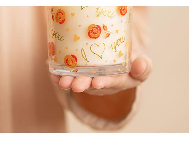 Rose Fragrance Soy Wax Scented Candle in Glass Cup - Perfect for Bedroom or Home, Gift Box Included