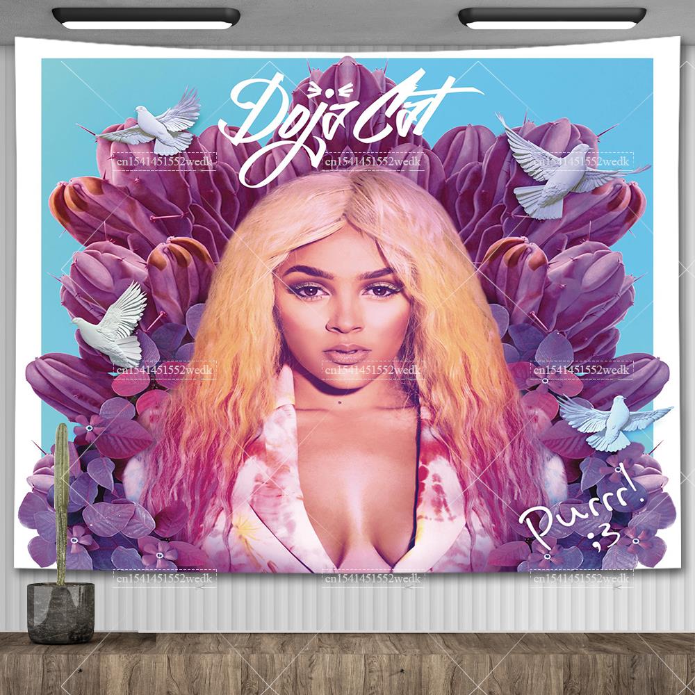 Doja Cat Scarlet Обложка музыкального альбома Плакат Настенный гобелен Хип-хоп Поп Гобелены Эстетическое украшение комнаты Фоновая ткань
