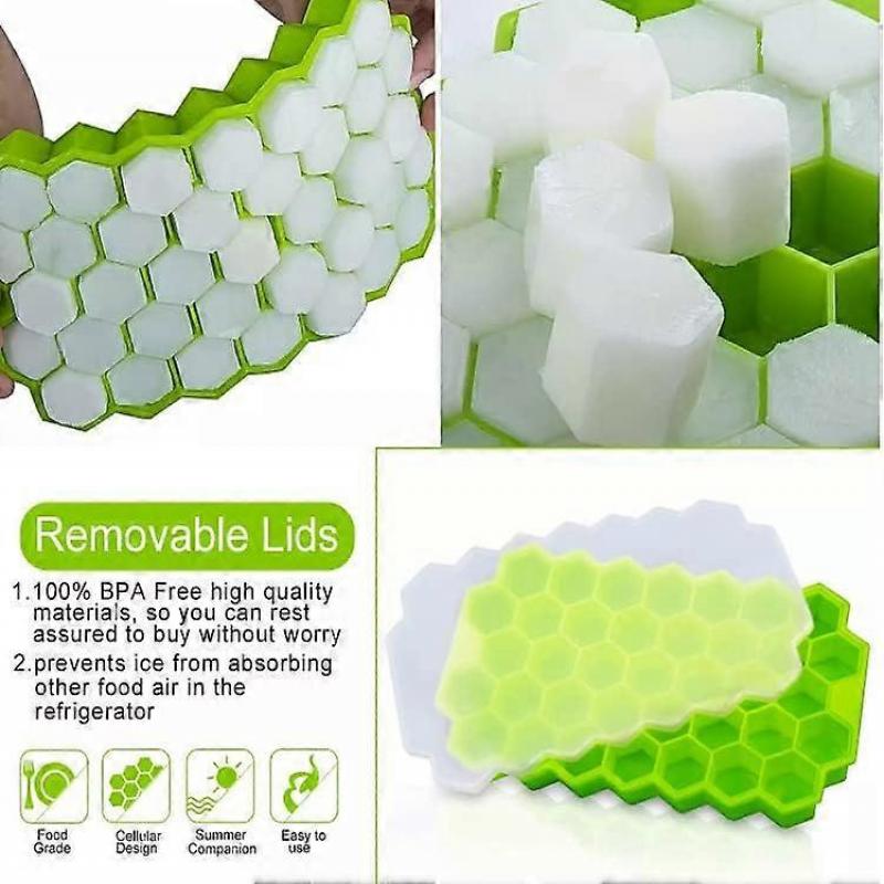 Ice Cube Tray with Lid, Soft Silicone Ice Moulds, Diamond Shape Ice Cube for Drinks and Desserts, Easy Removal